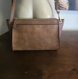 Calvin Klein Brown Leather Structured Messenger Bag